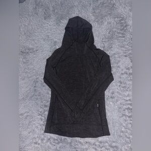 Woolly Women’s Gray Lightweight Snorkel Hoodie Large Merino Wool Long Sleeve Gym